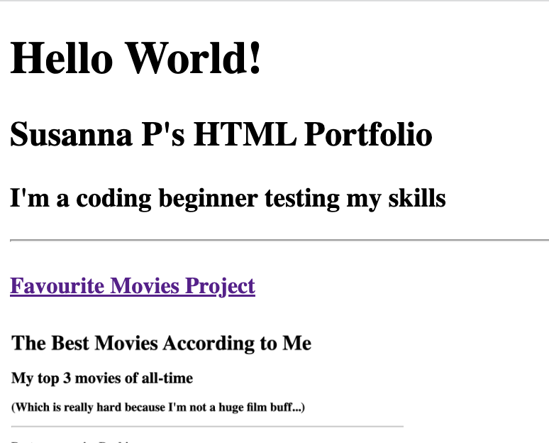 screenshot of HTML portfolio